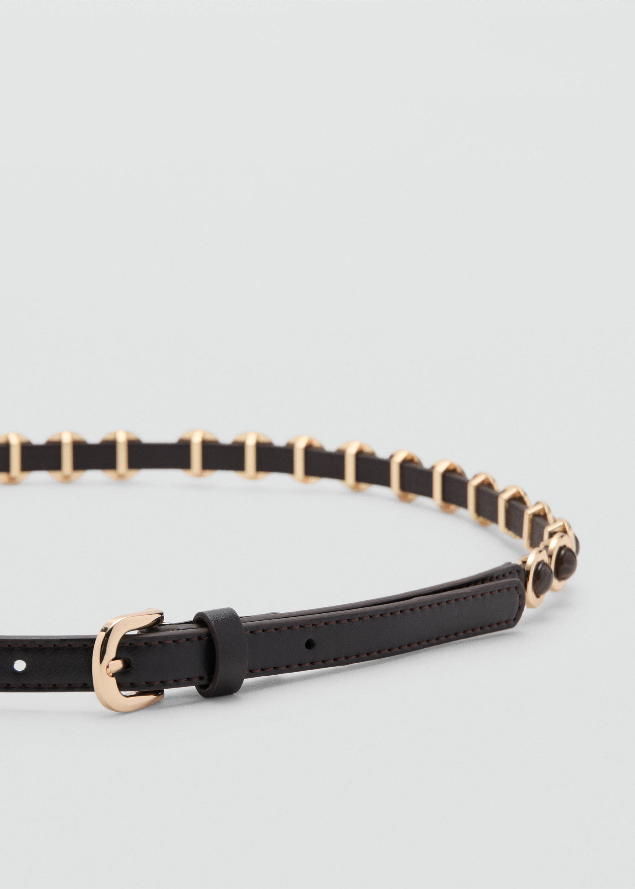 Appliqué skinny belt - Medium plane, Chocolate. Ref: 37071375-00.