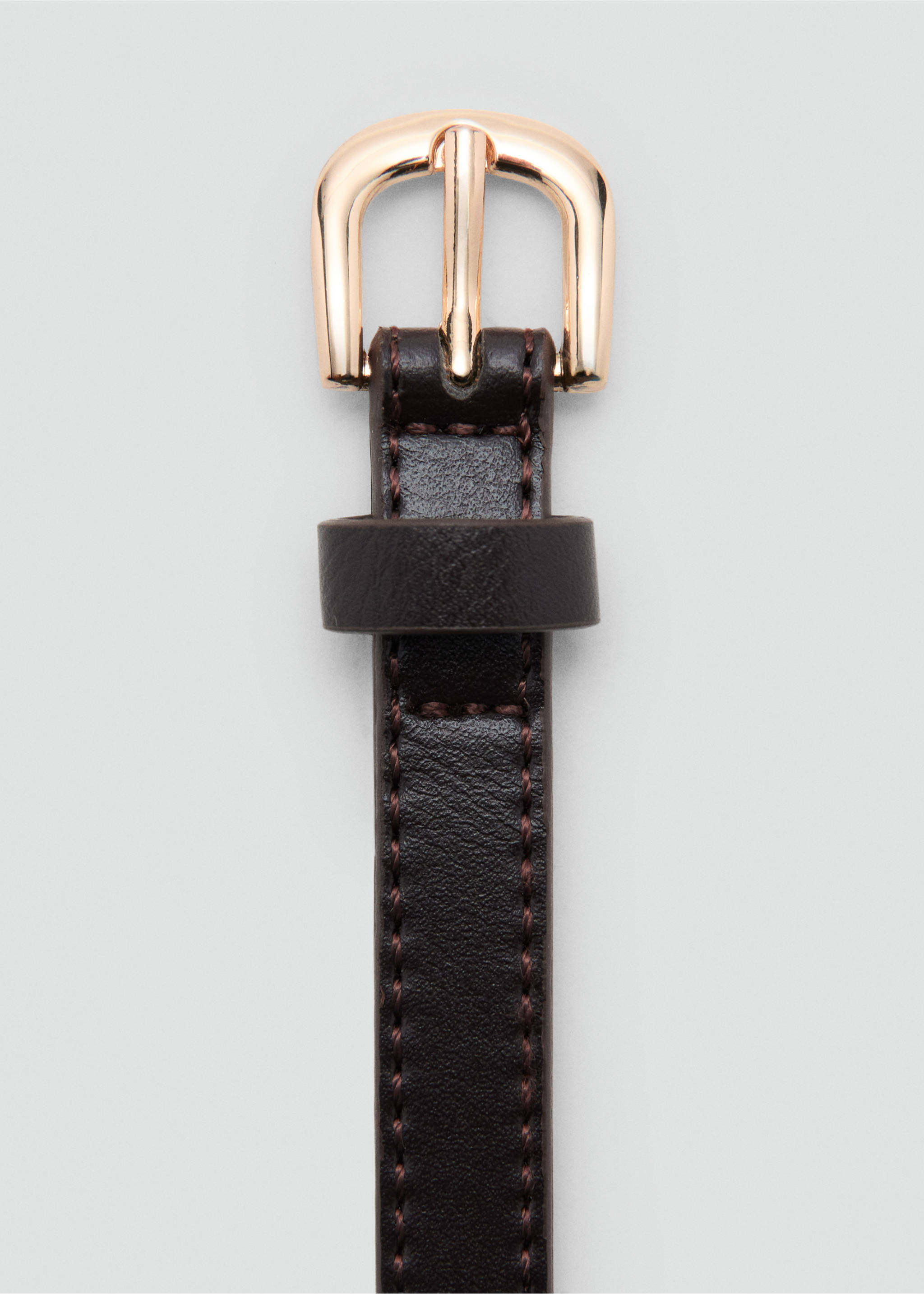 Appliqué skinny belt - Details of the article 1, Chocolate. Ref: 37071375-00.