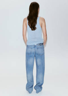 Openwork lurex knit top — Sky Blue 3