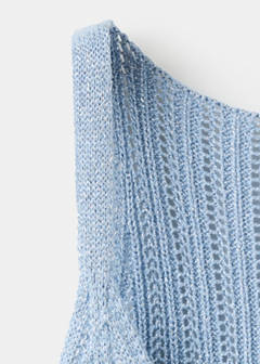 Openwork lurex knit top — Sky Blue 10