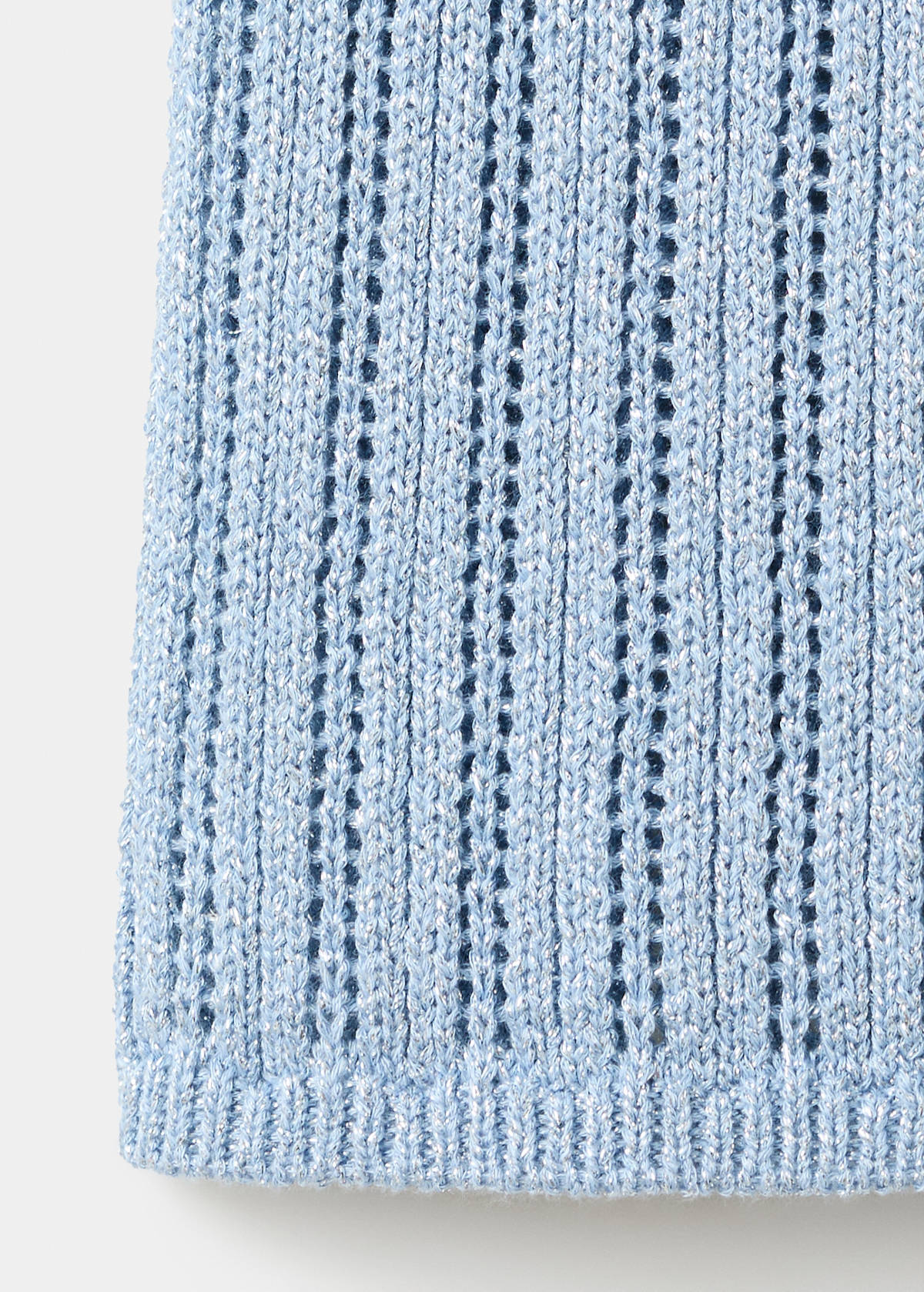 Openwork lurex knit top — Sky Blue
