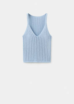 Openwork lurex knit top — Sky Blue 8