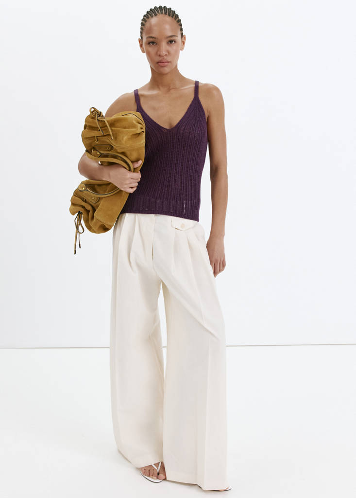 Openwork lurex knit top — Purple