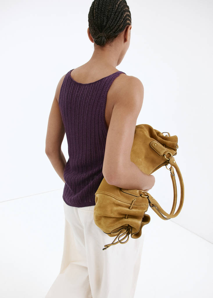 Openwork lurex knit top — Purple