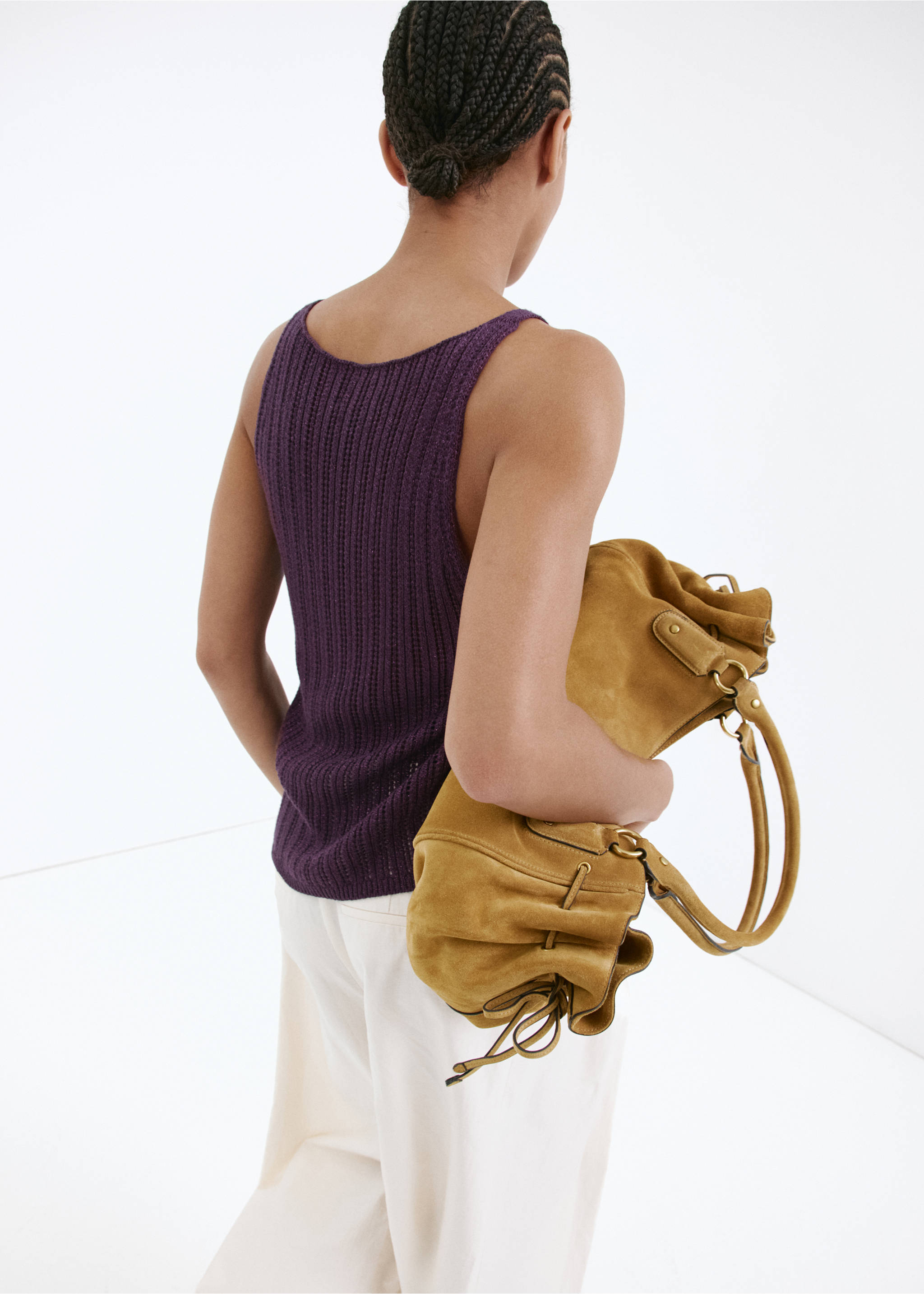 Lurex openwork knit top - Reverse of the article, Purple. Ref: 37071376-00.