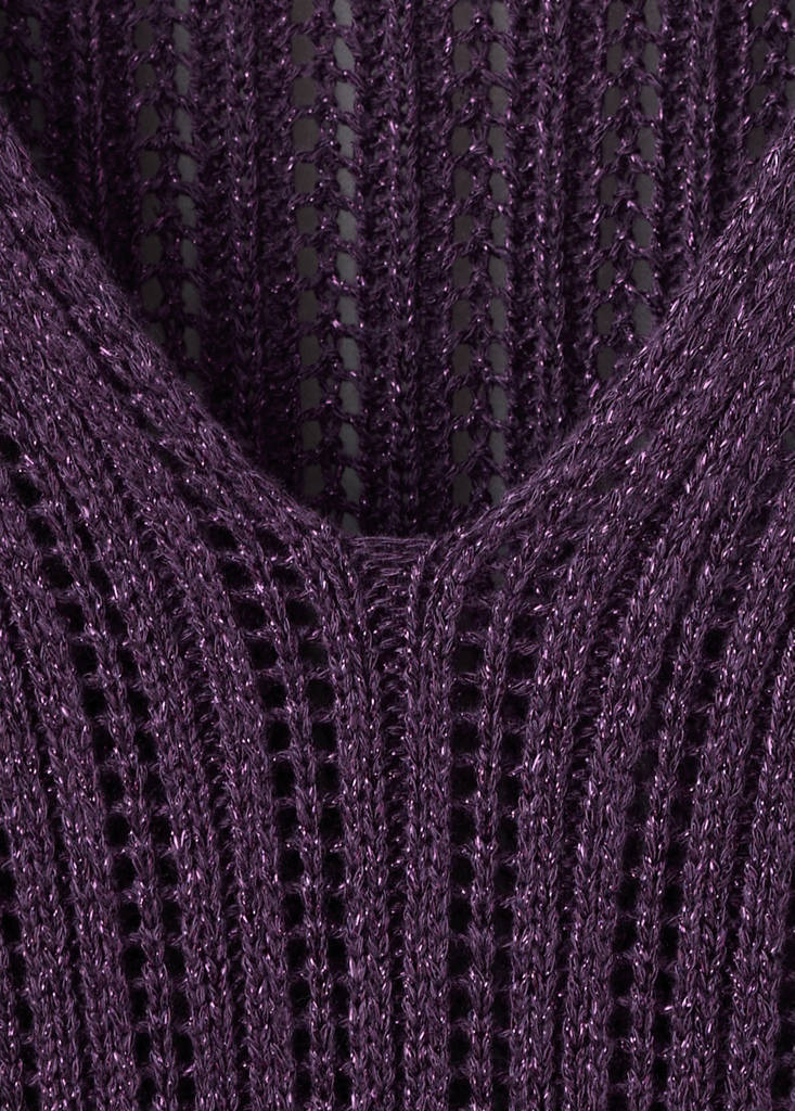 Openwork lurex knit top — Purple
