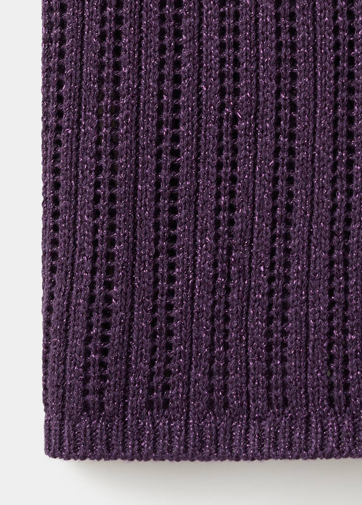 Openwork lurex knit top — Purple