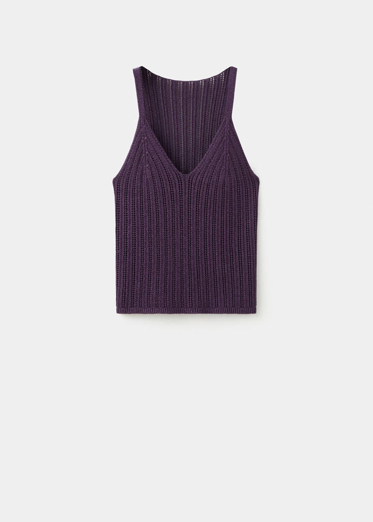 Openwork lurex knit top — Purple