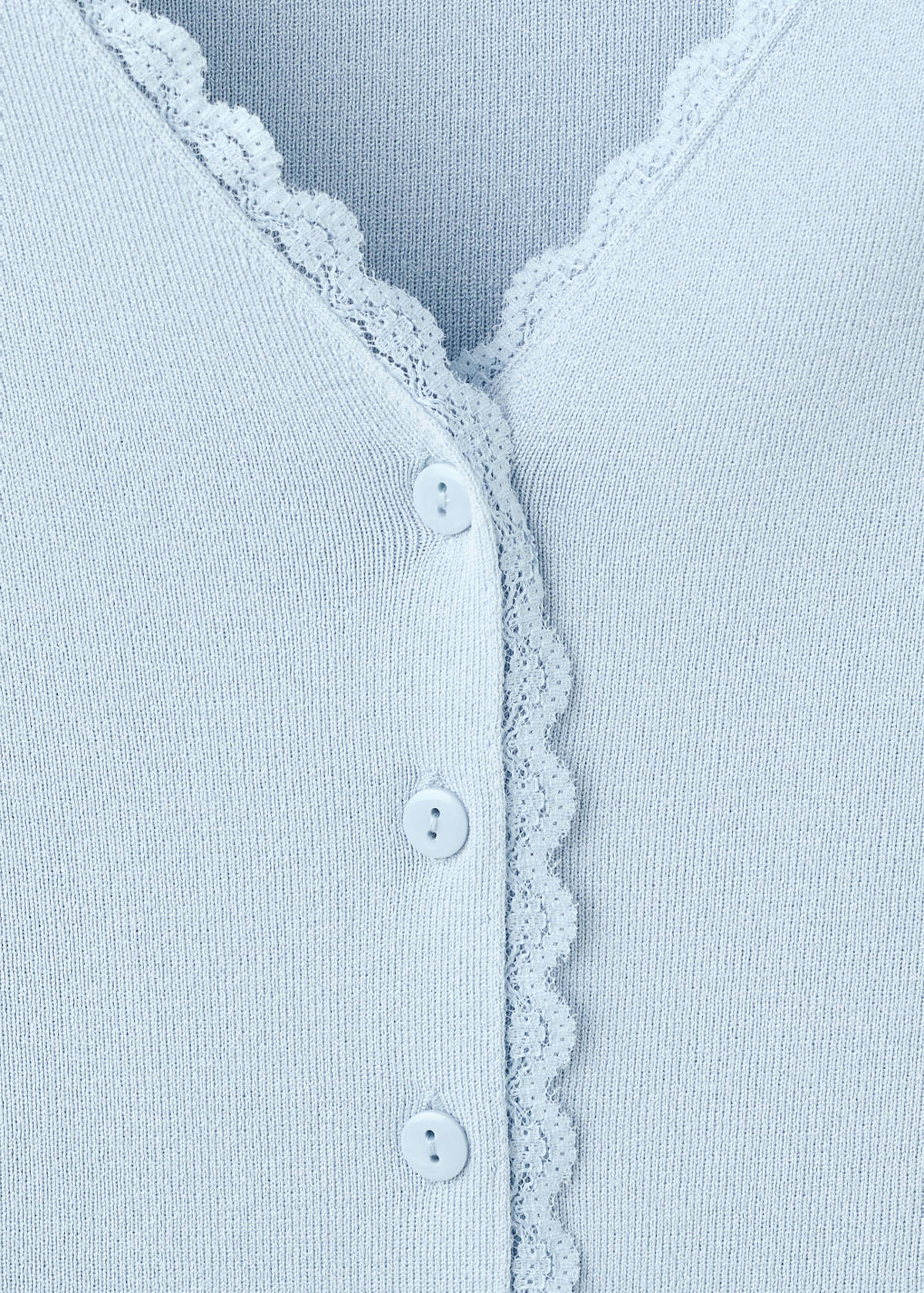 Fine knit cardigan with lace details — Sky Blue
