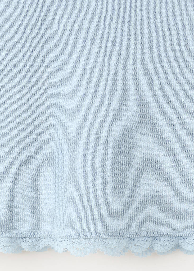Fine knit cardigan with lace details — Sky Blue