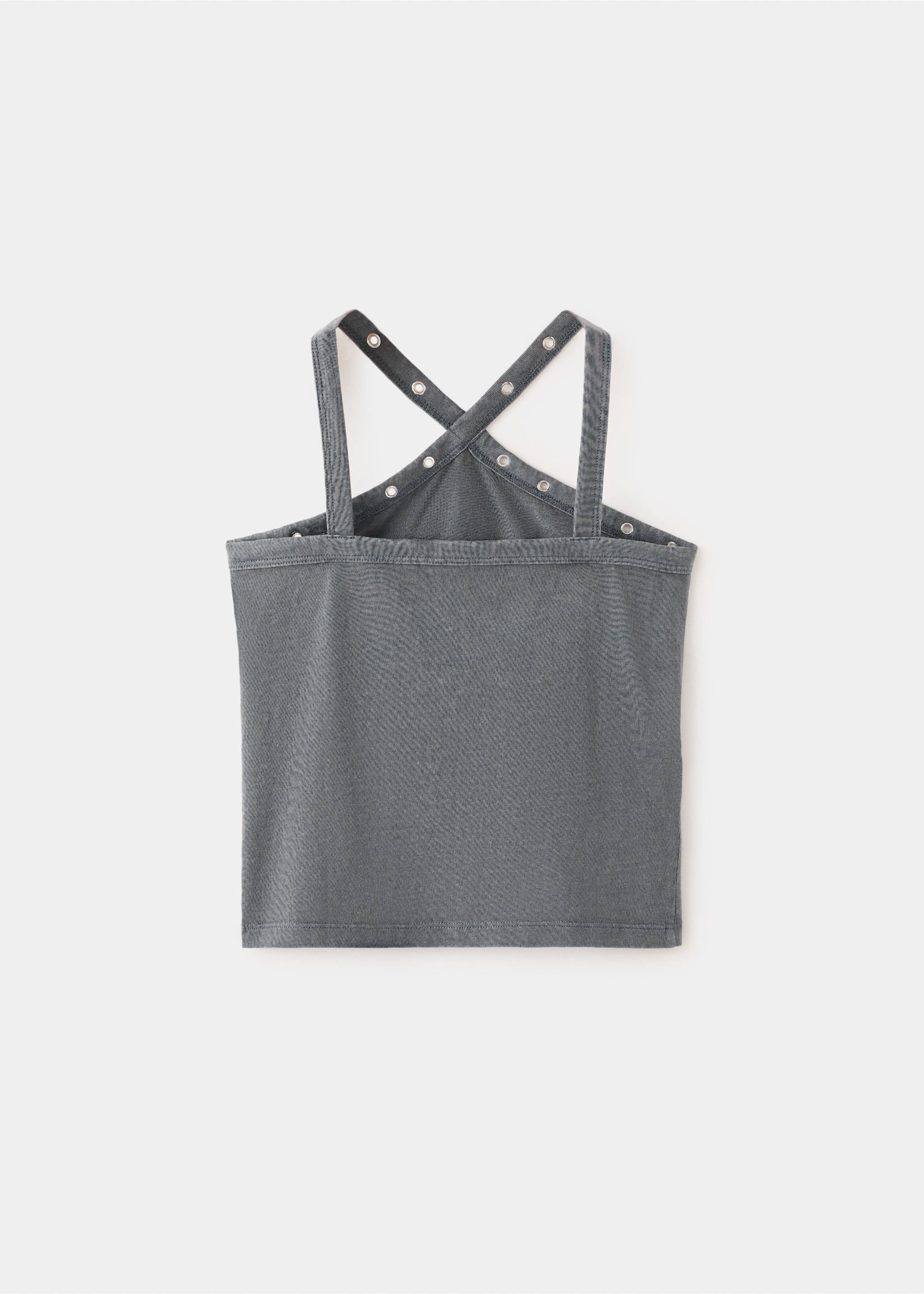 Top halter croisé en broderie anglaise - Verso de l’article, Gris anthracite. Ref: 37071379-00.