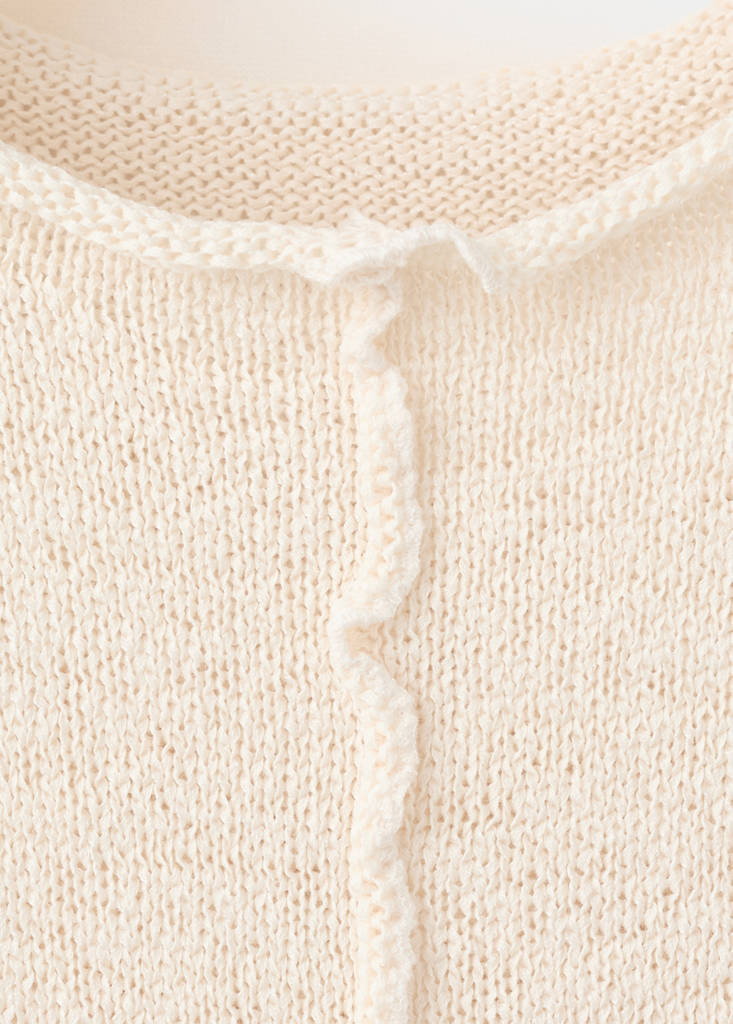Short-sleeve jumper with wavy seams — Sand