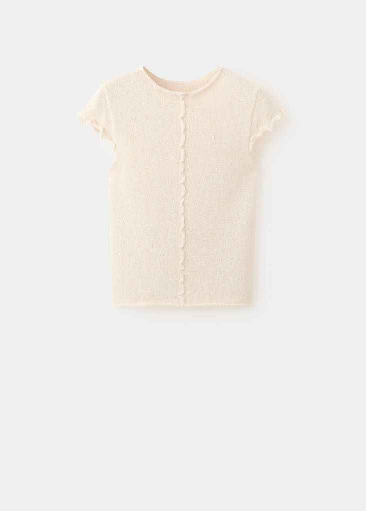 Short-sleeve jumper with wavy seams — Sand