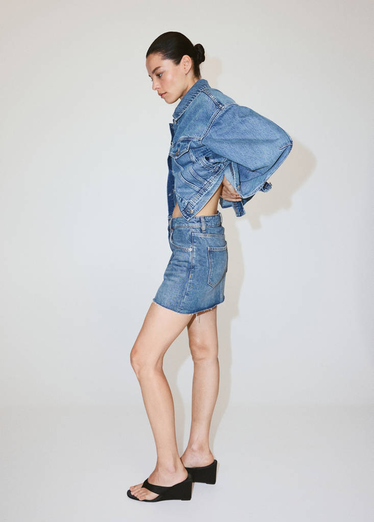 Mid-rise denim skirt — Medium Blue