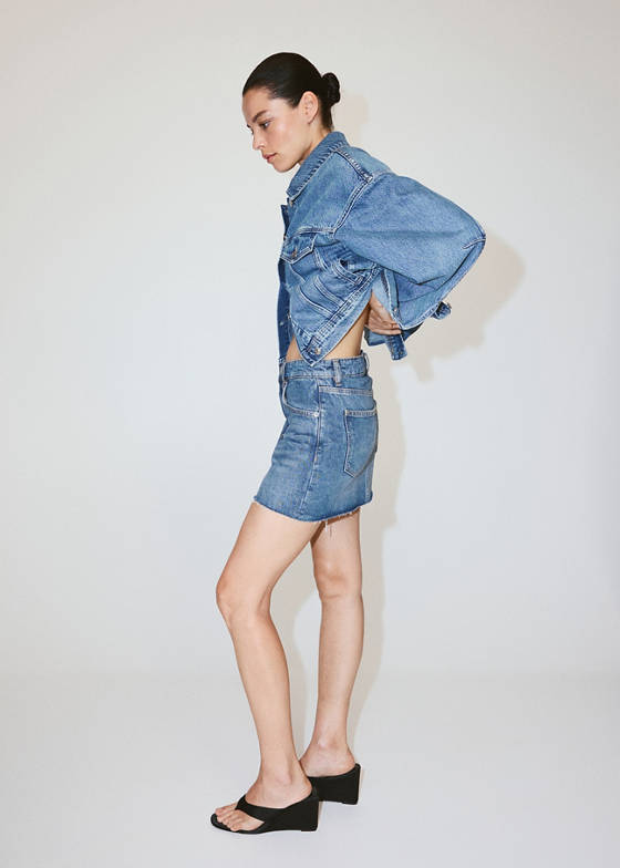 Orta belli denim etek