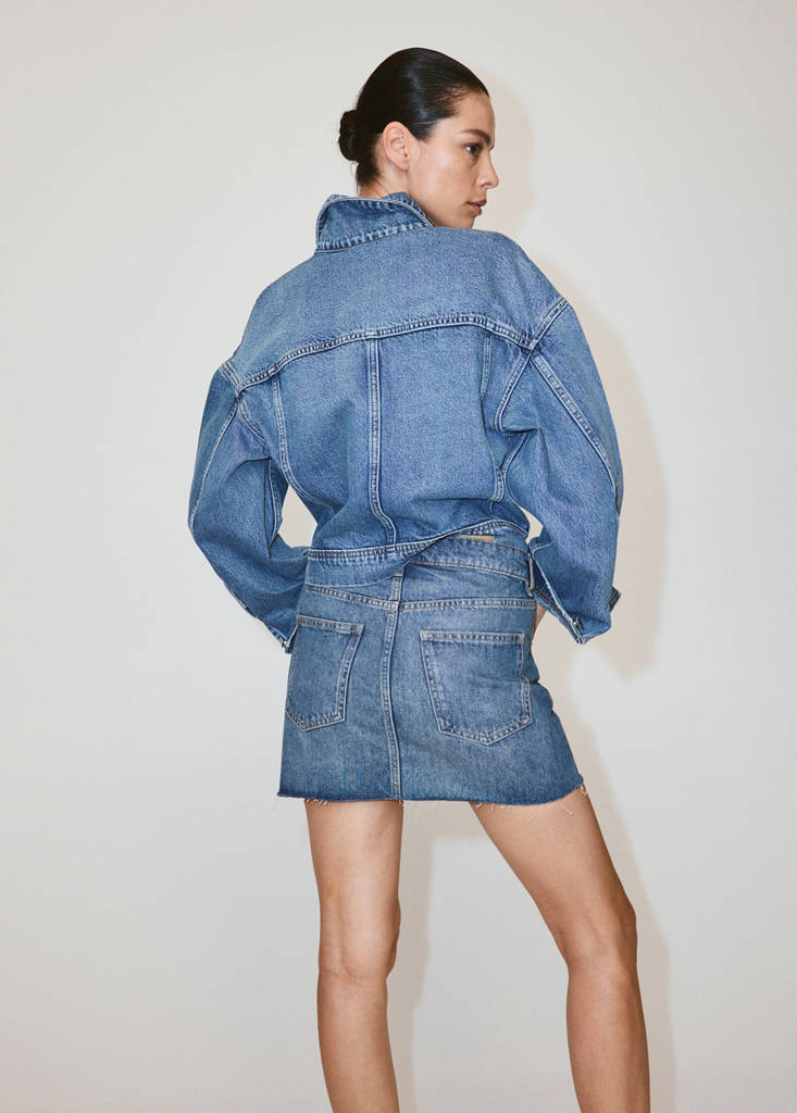 Mid-rise denim skirt — Medium Blue
