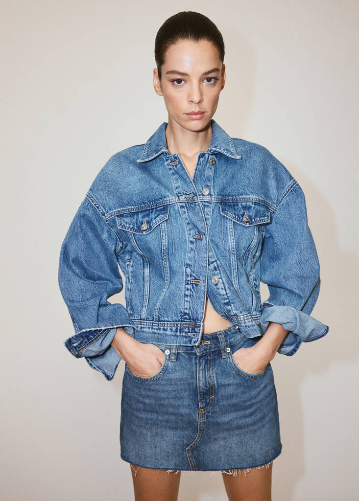 Mid-rise denim skirt — Medium Blue