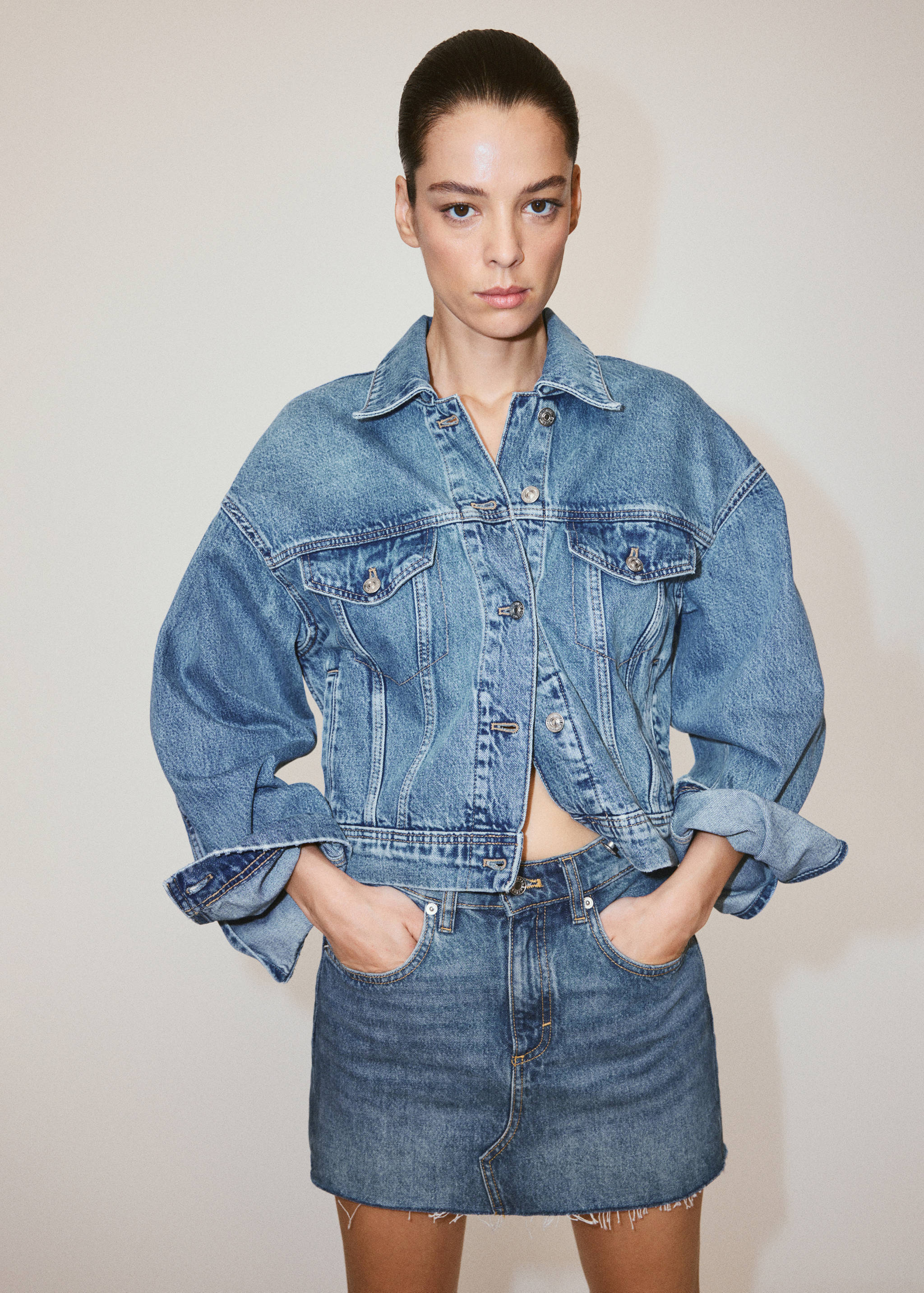Mid-rise denim skirt - Details of the article 1