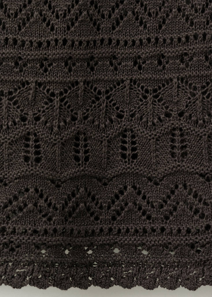 Scalloped hem crochet dress — Chocolate