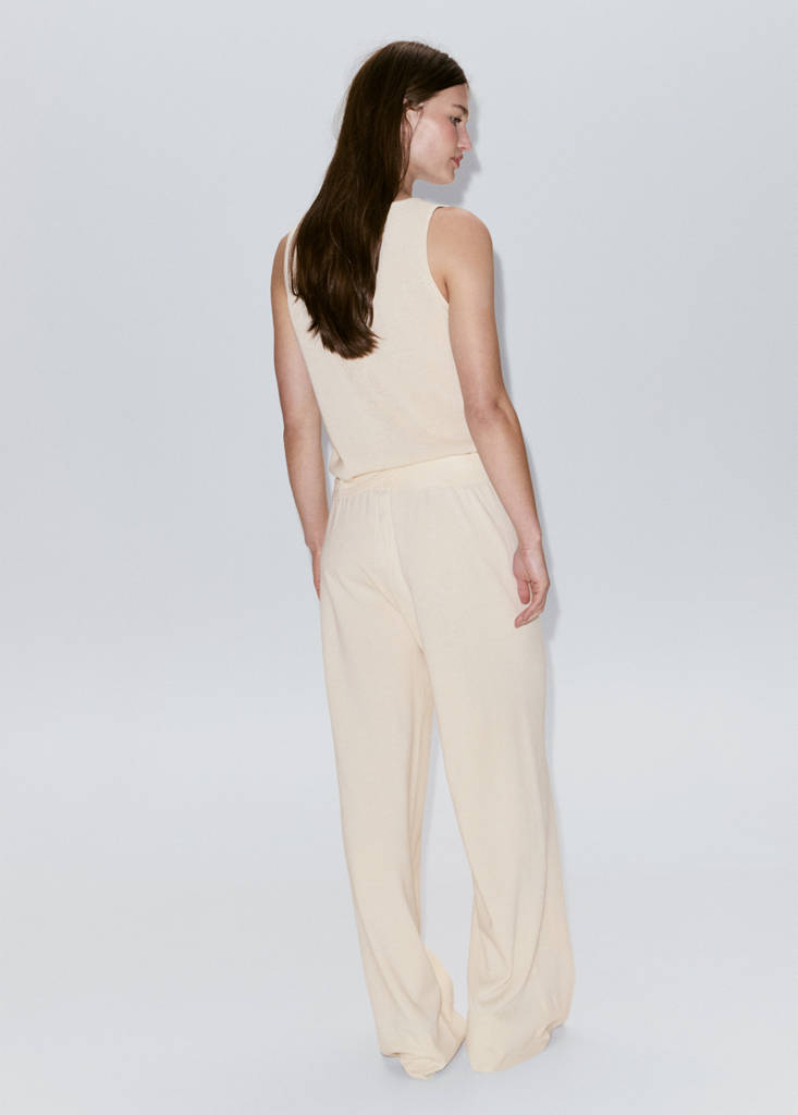 Straight-fit trousers with elastic waist — Sand