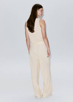 Straight-fit trousers with elastic waist — Sand 3