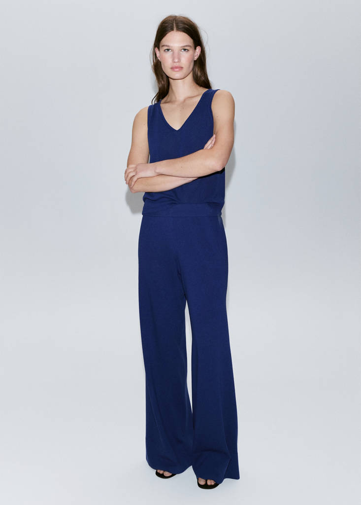 Straight-fit trousers with elastic waist — Vibrant blue
