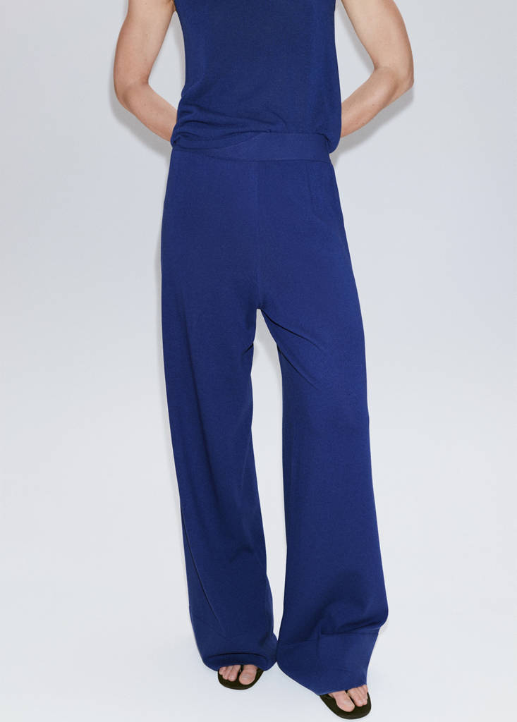 Straight-fit trousers with elastic waist — Vibrant blue