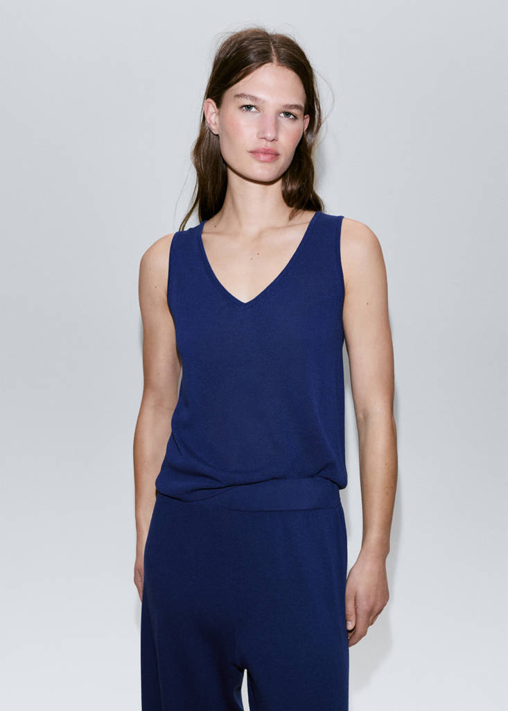 Straight-fit trousers with elastic waist — Vibrant blue