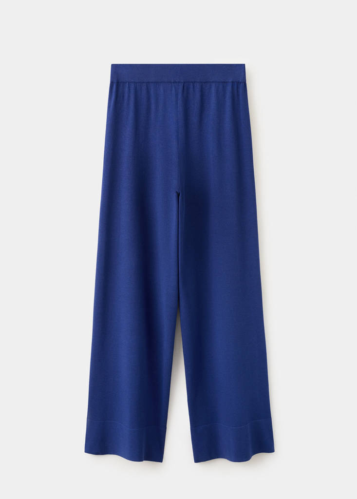 Straight-fit trousers with elastic waist — Vibrant blue