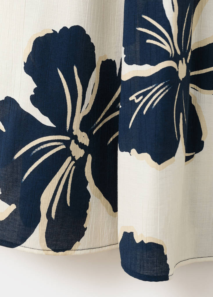 Floral print cut-out dress — Ecru