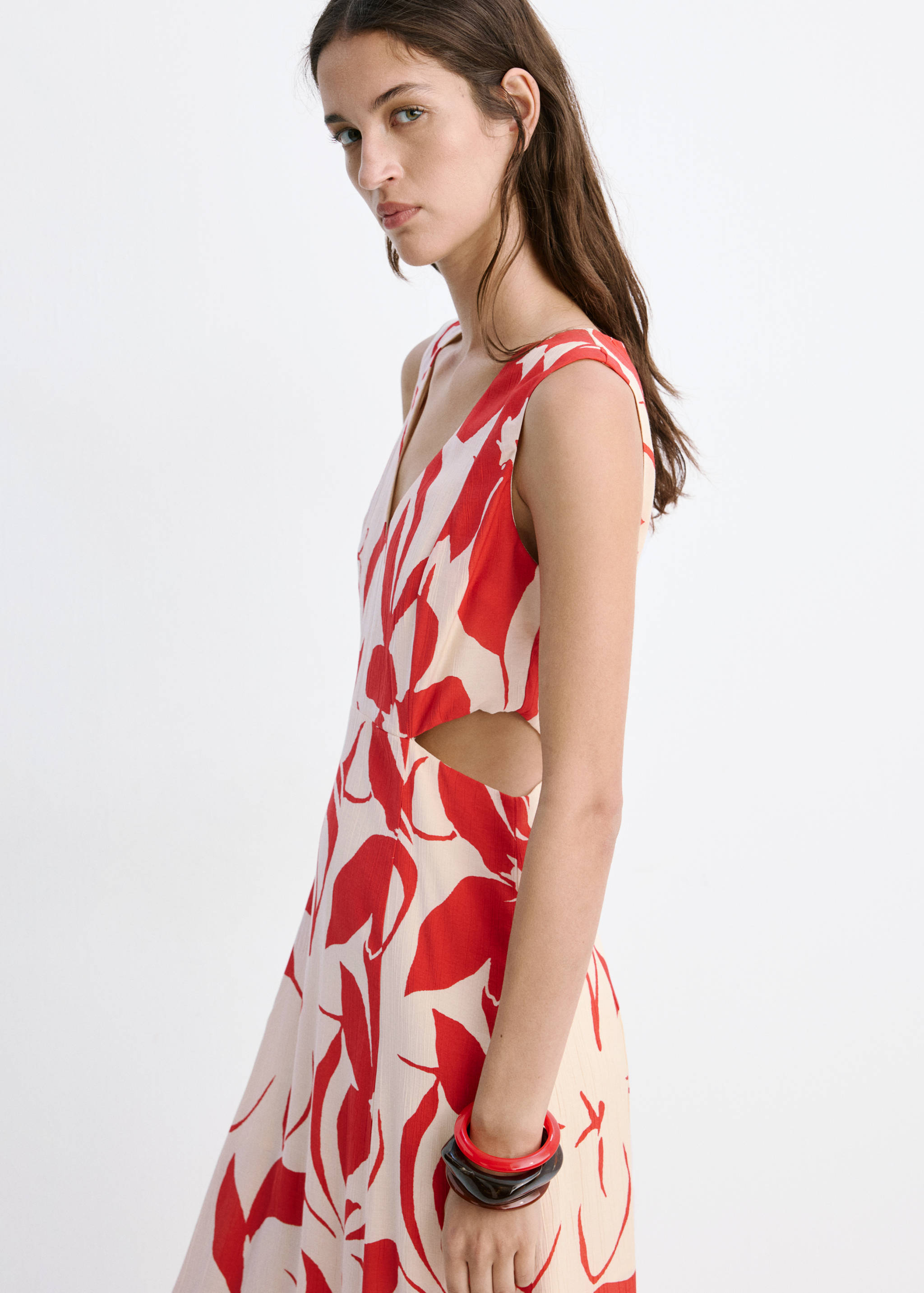 Floral print cut-out dress - Medium plane