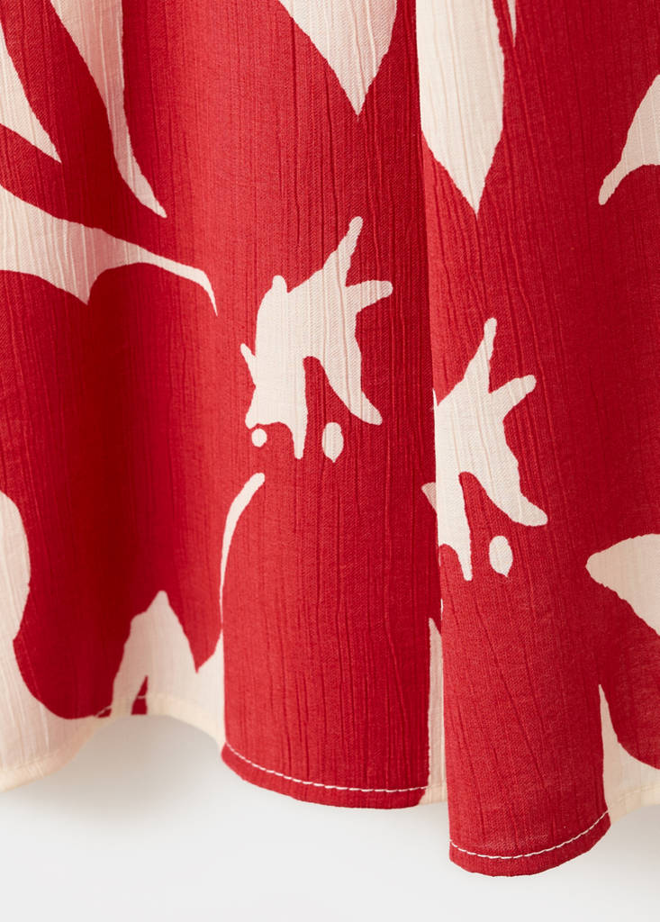Floral print cut-out dress — Red