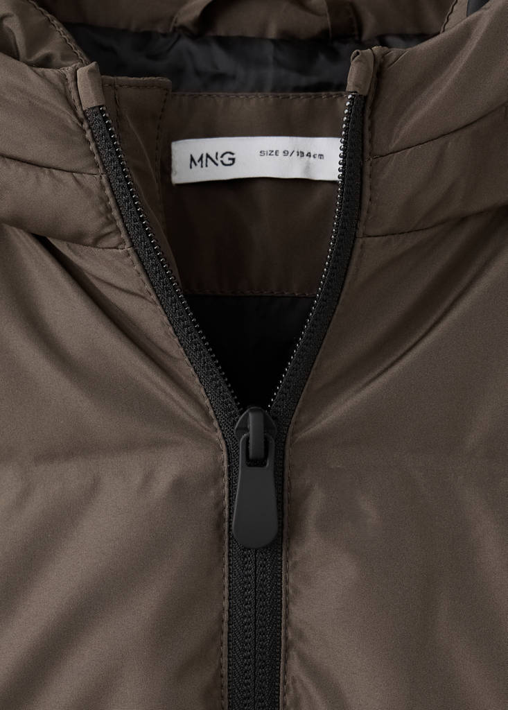 Hood puffer coat — Brown