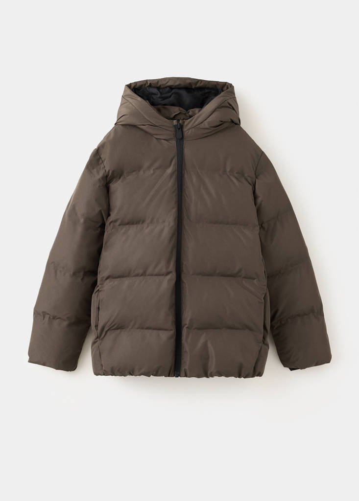 Hood puffer coat — Brown