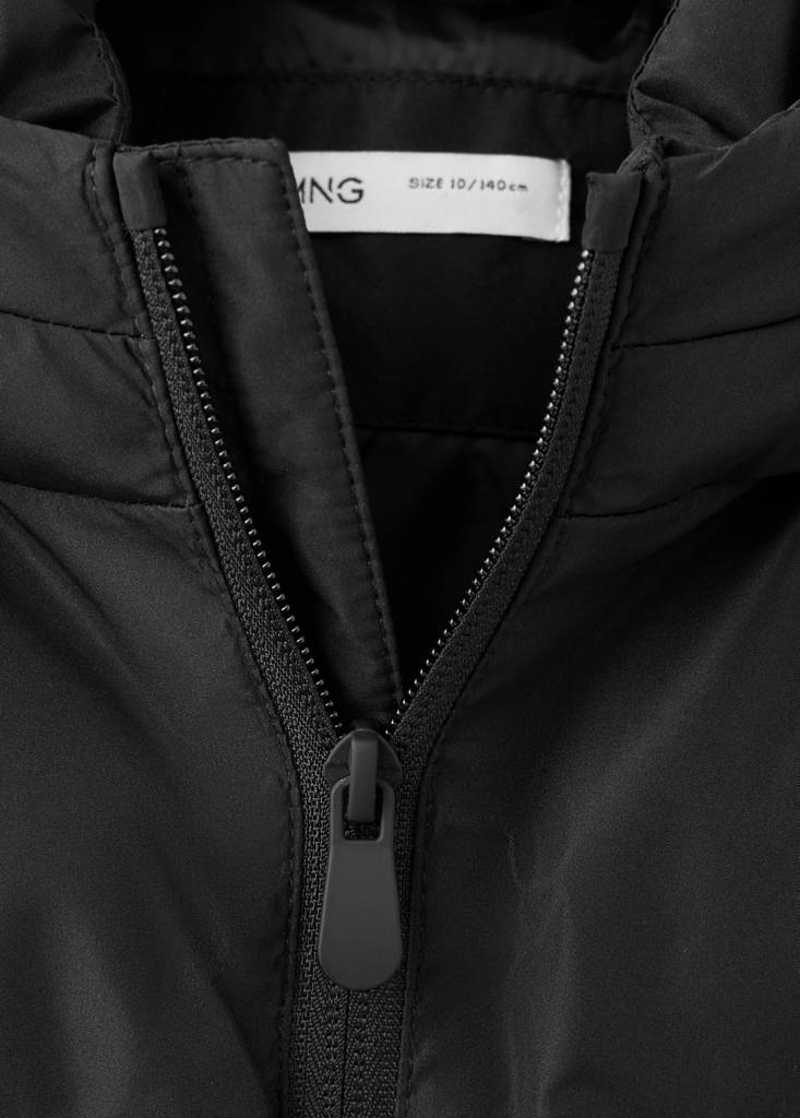 Hood puffer coat — Black