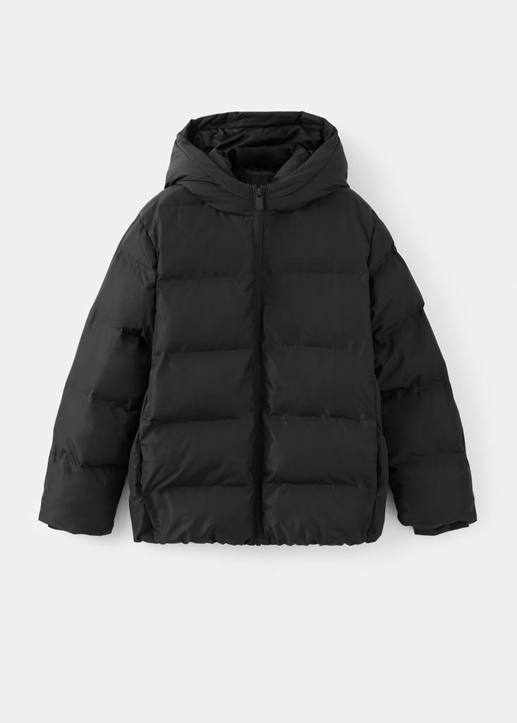 Hood puffer coat — Black
