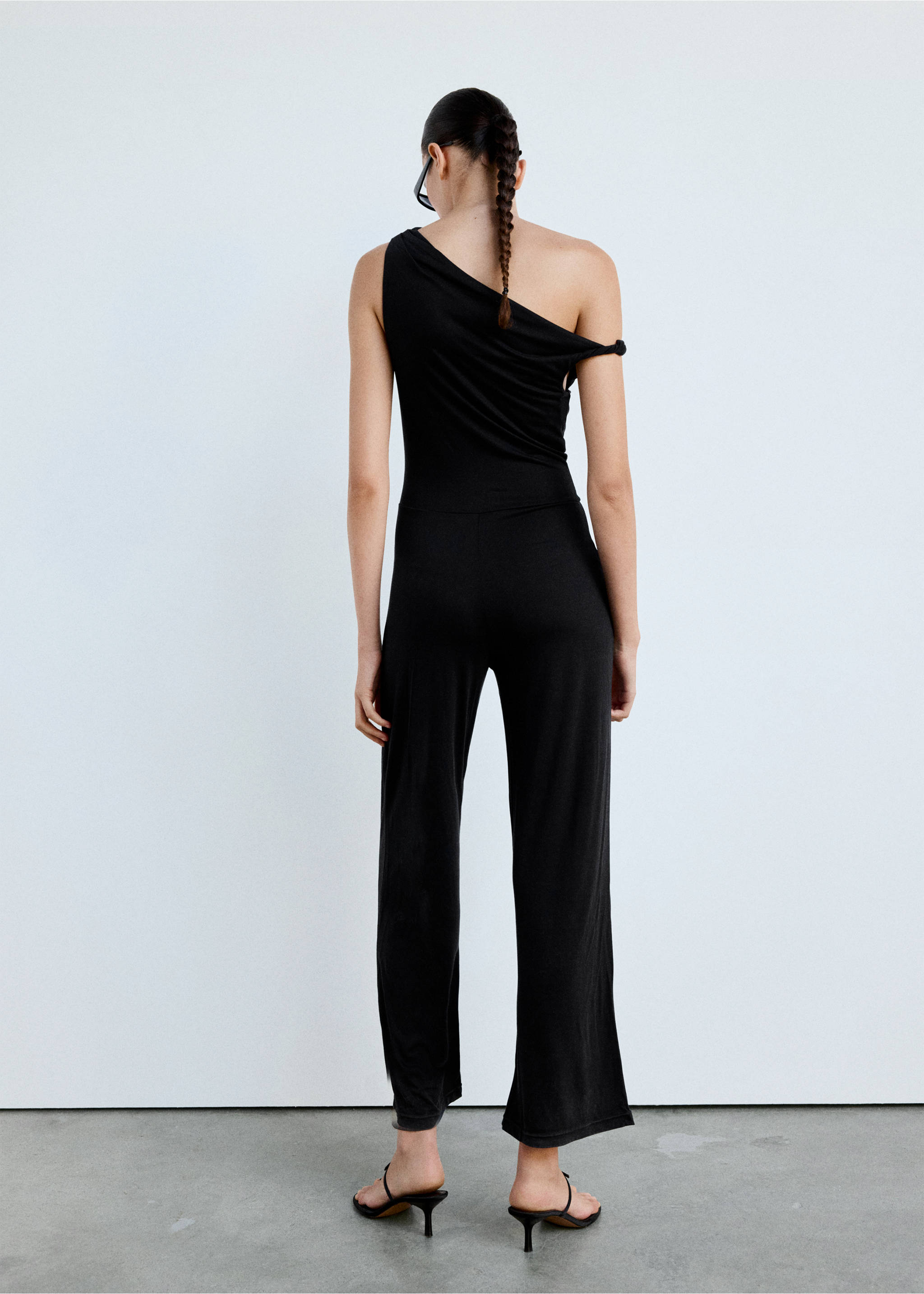 Draped asymmetric playsuit - Reverse of the article, Grey. Ref: 37071389-01.