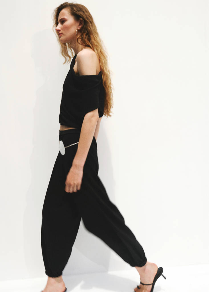 Mid-rise harem pants — Black