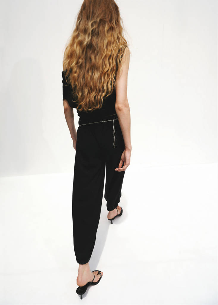 Mid-rise harem pants — Black
