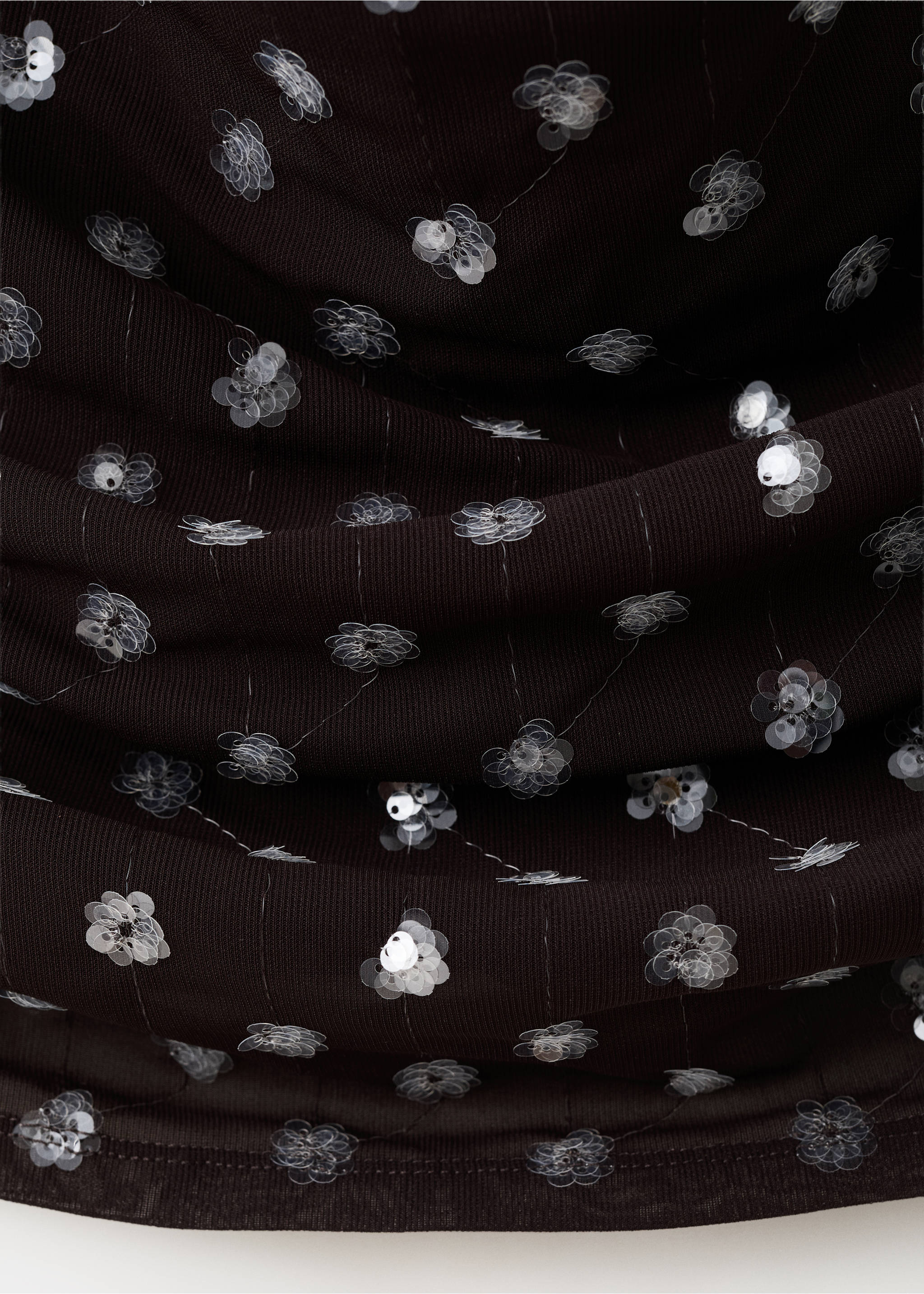 Sequined halter top - Details of the article 0, Chocolate. Ref: 37071392-00.