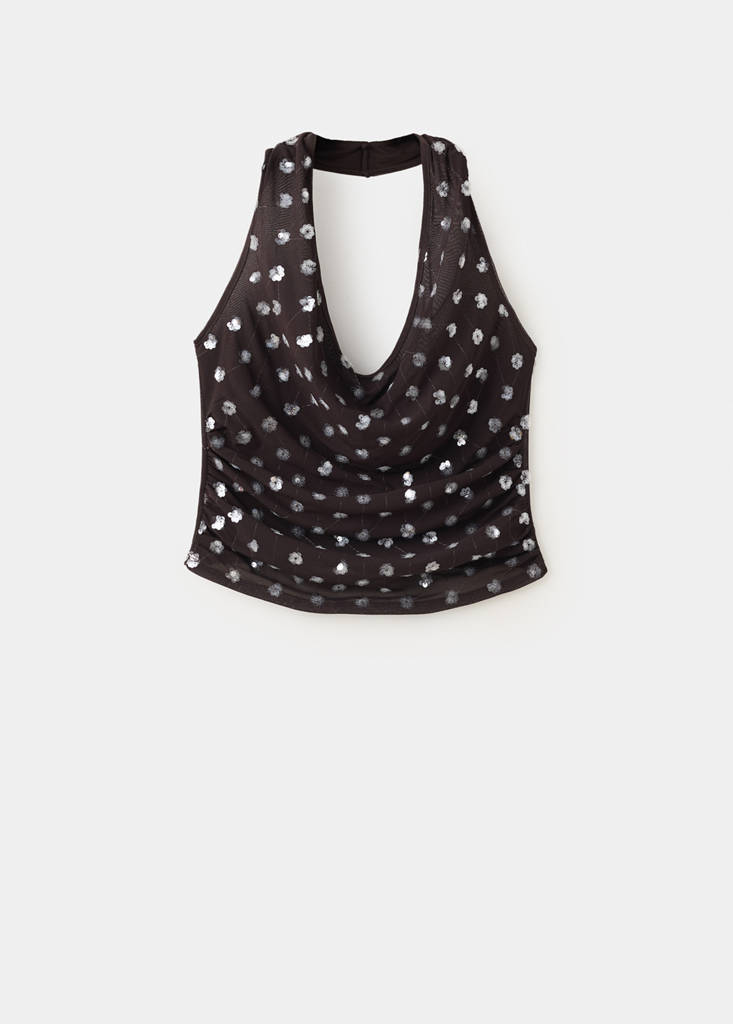 Sequined halter top — Chocolate