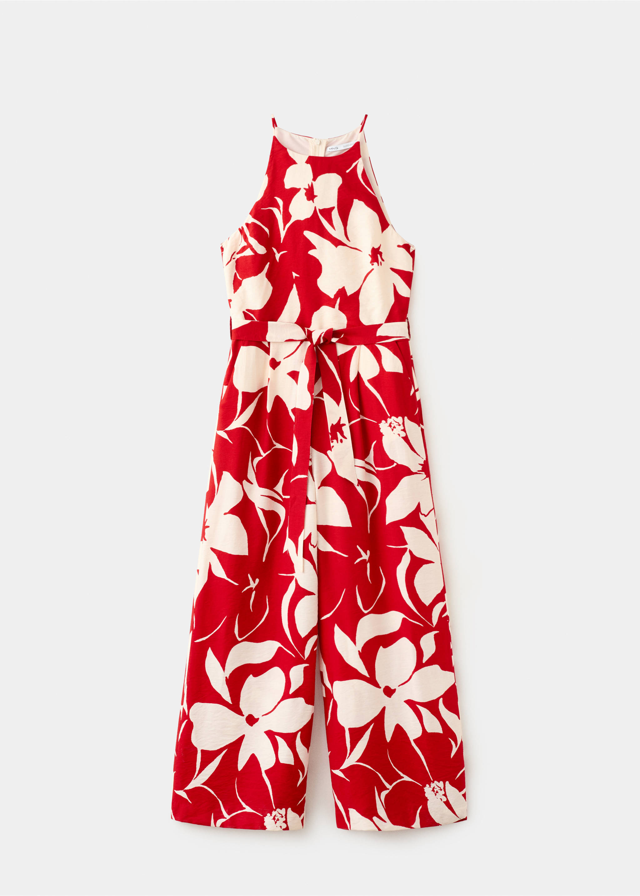 Mono estampado floral cinturón - Artículo sin modelo, Rojo. Ref: 37071394-00.