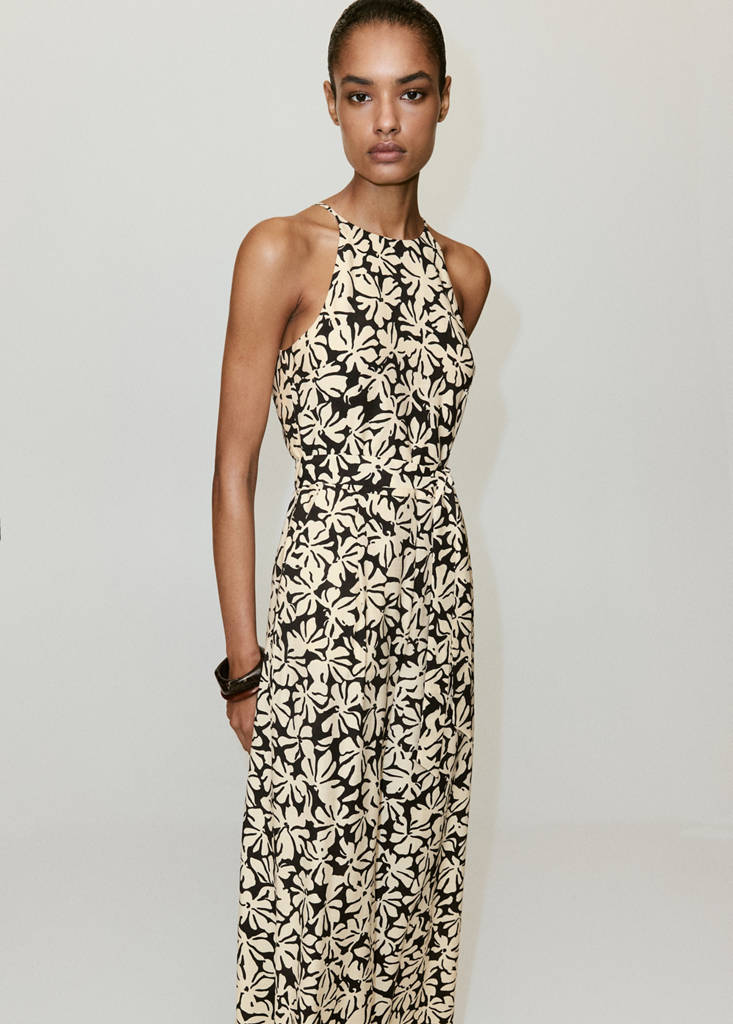 Belted floral-printed jumpsuit