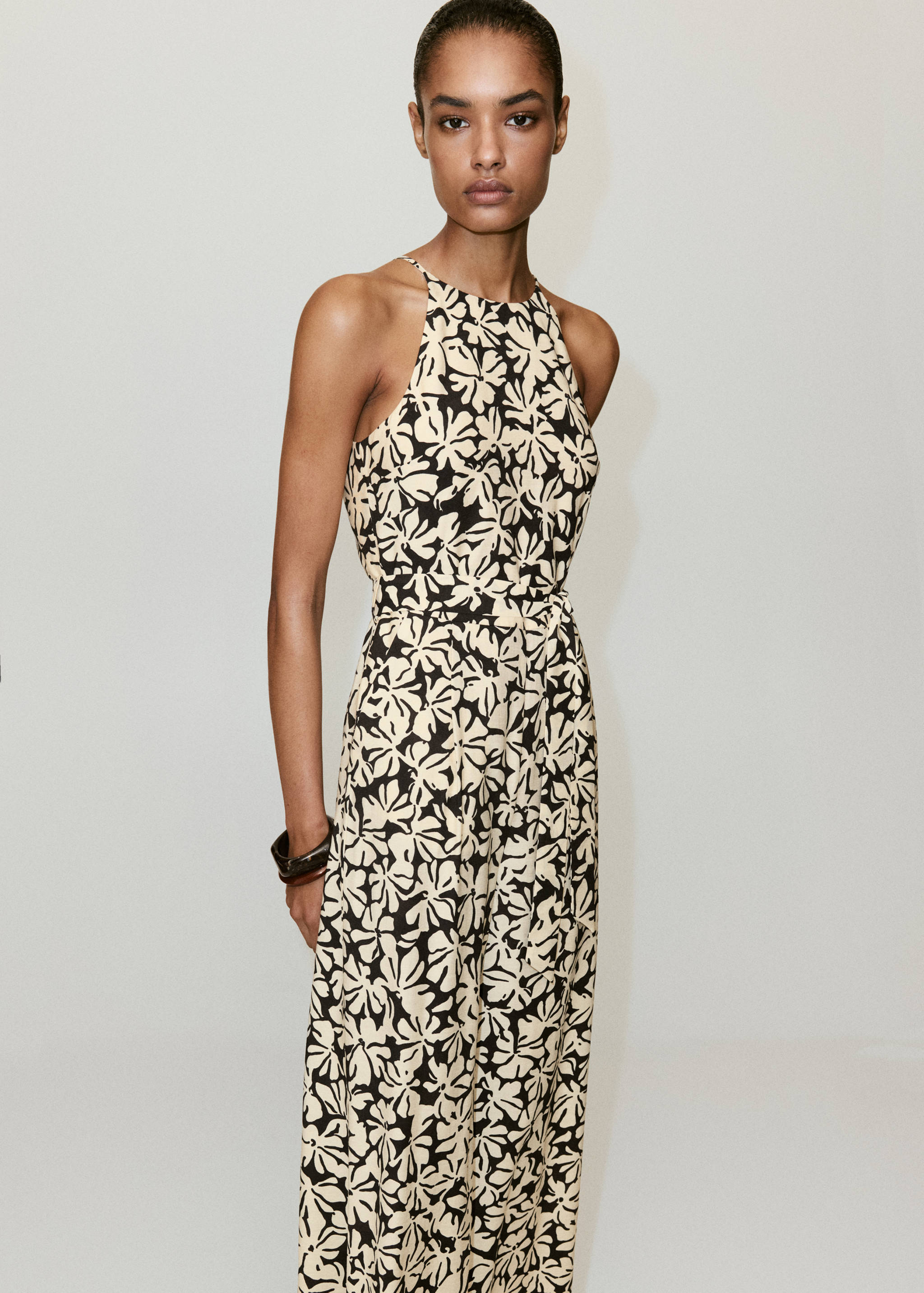 Floral print jumpsuit with belt - Medium plane