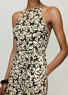 Floral print jumpsuit with belt — Black 4