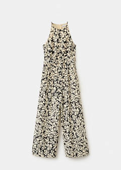 Floral print jumpsuit with belt — Black 8