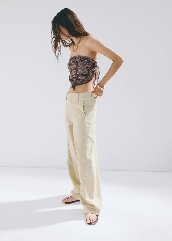 Jeansy balloon ze szwami khaki - Kobieta - 46 - MANGO
