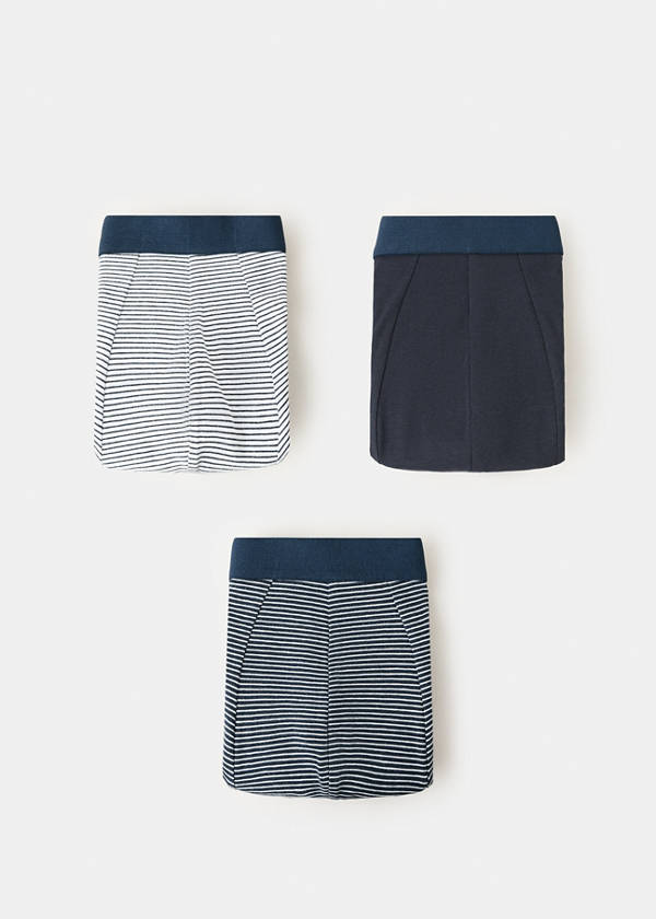 Pack of 3 cotton combination briefs — Navy