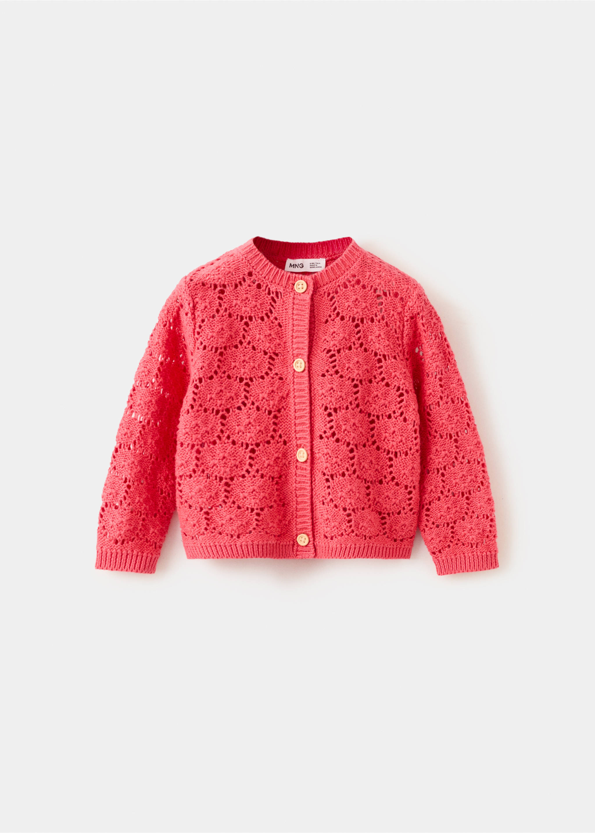 Openwork knit cardigan - Article without model, Fuchsia. Ref: 37071404-00.