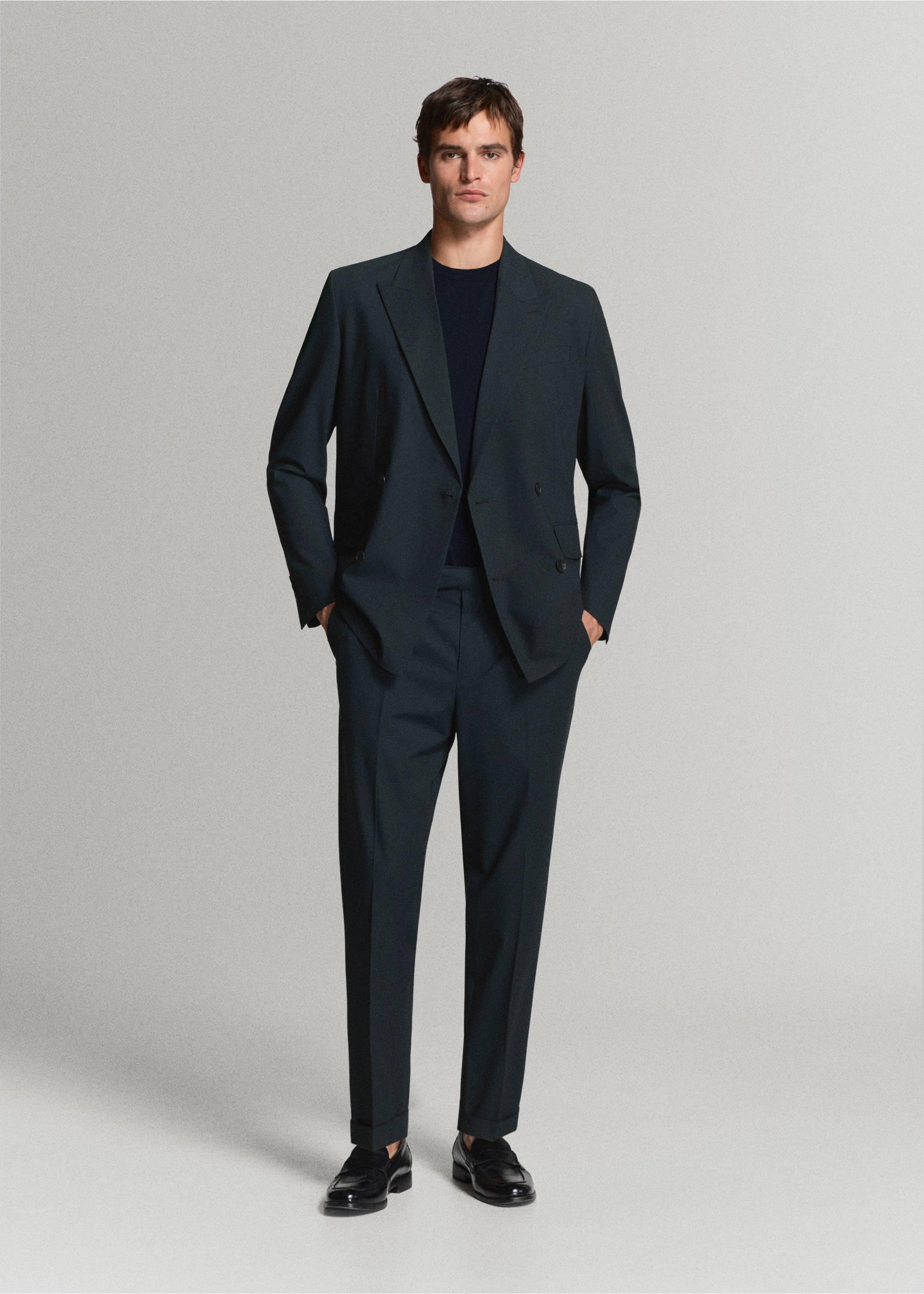 Boston regular-fit double-breasted suit jacket - General plane, Navy. Ref: 37071405-00.